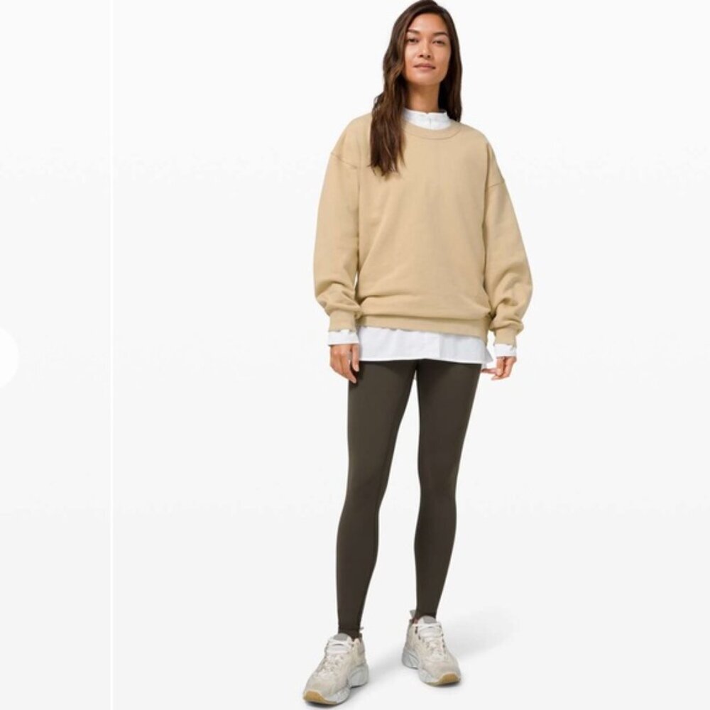Lululemon Perfectly Oversized Crew Sweatshirt Cotton Terry Soft Top Long TrenchL